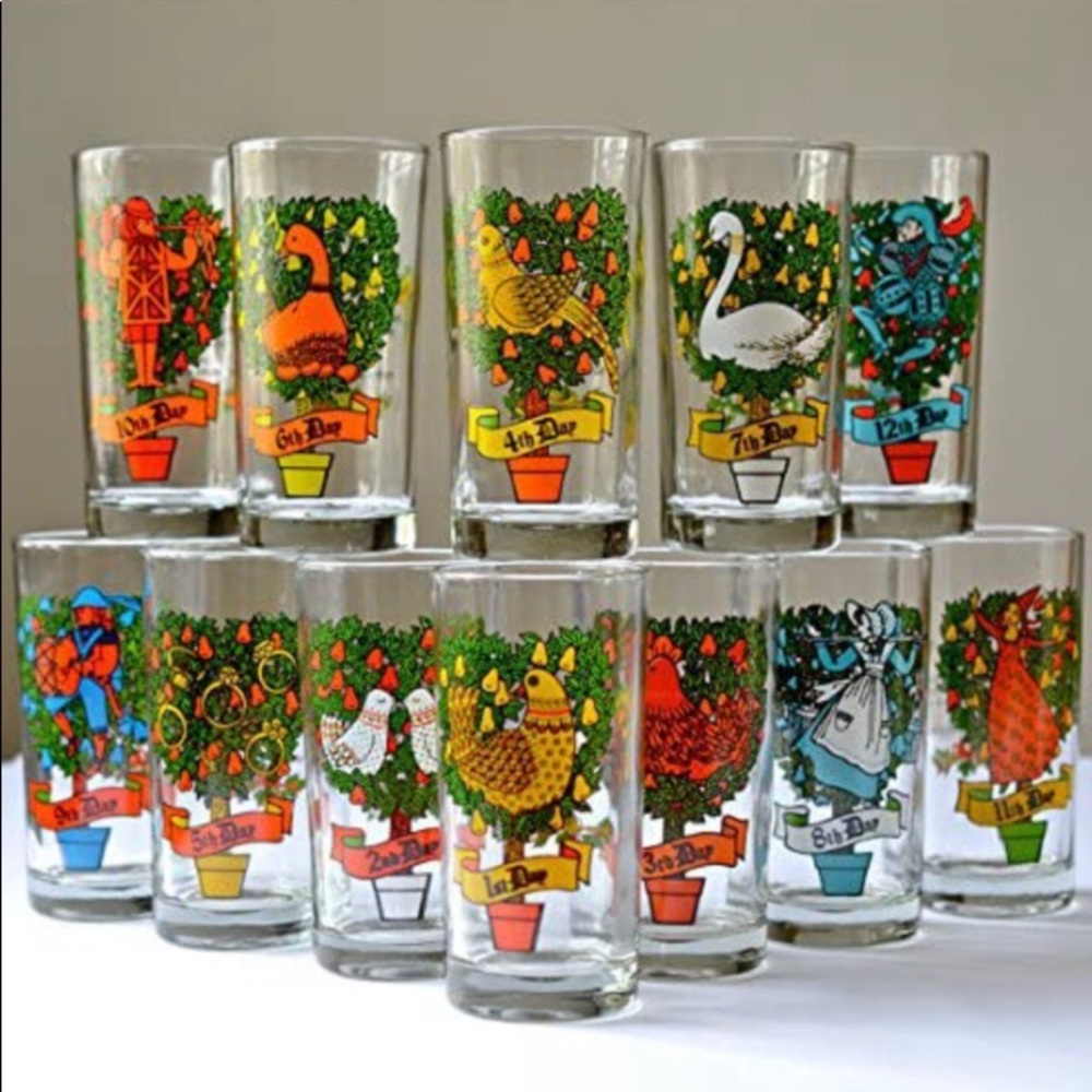Vintage Indiana Glass 12 Days of Christmas highball glasses, sold SEPARATELY